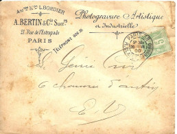 TYPE SAGE Sur Enveloppe 1900 En-Tête BERTIN PHOTOGRAVURE - 1898-1900 Sage (Type III)
