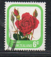 NEW ZEALAND NUOVA ZELANDA 1975 ROSES FLORA FLOWERS CRESSET 6c USED USATO OBLITERE' - Usados