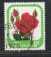 NEW ZEALAND NUOVA ZELANDA 1975 ROSES FLORA FLOWERS CRESSET 6c USED USATO OBLITERE' - Oblitérés