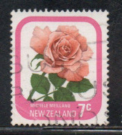 NEW ZEALAND NUOVA ZELANDA 1975 ROSES FLORA FLOWERS MICHELE MEILLAND 7c USED USATO OBLITERE' - Gebraucht