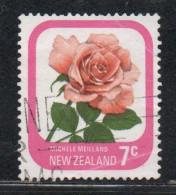 NEW ZEALAND NUOVA ZELANDA 1975 ROSES FLORA FLOWERS MICHELE MEILLAND 7c USED USATO OBLITERE' - Usati