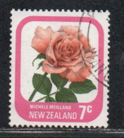 NEW ZEALAND NUOVA ZELANDA 1975 ROSES FLORA FLOWERS MICHELE MEILLAND 7c USED USATO OBLITERE' - Oblitérés