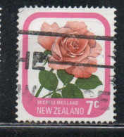 NEW ZEALAND NUOVA ZELANDA 1975 ROSES FLORA FLOWERS MICHELE MEILLAND 7c USED USATO OBLITERE' - Usados