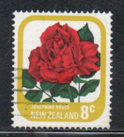 NEW ZEALAND NUOVA ZELANDA 1975 ROSES FLORA FLOWERS JOSEPHINE BRUCE 8c USED USATO OBLITERE' - Used Stamps