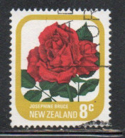 NEW ZEALAND NUOVA ZELANDA 1975 ROSES FLORA FLOWERS JOSEPHINE BRUCE 8c USED USATO OBLITERE' - Oblitérés