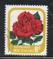 NEW ZEALAND NUOVA ZELANDA 1975 ROSES FLORA FLOWERS JOSEPHINE BRUCE 8c USED USATO OBLITERE' - Gebruikt