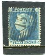 GREAT BRITAIN - 1855  2 D. BLUE  WMK LARGE CROWN  PERF. 14  USED - Usados