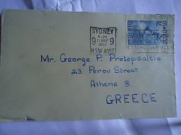 AUSTRALIA COVER  1957 SYDNEY OLYMPIC GAMES STAMPS POSTED ATHENS - Zomer 1956: Melbourne