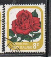 NEW ZEALAND NUOVA ZELANDA 1975 ROSES FLORA FLOWERS JOSEPHINE BRUCE 8c USED USATO OBLITERE' - Used Stamps