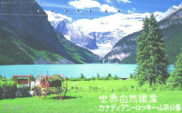 Japan:Used Phonecard, NTT, 105 Units, Lake And Mountains - Montagnes