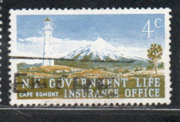 NEW ZEALAND NUOVA ZELANDA  1969 1976 GOVERNMENT LIFE INSURANCE CAPE EGMONT LIGHTHOUSE 4c USED USATO OBLITERE' - Oblitérés