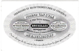 Belgique "Carte Porcelaine" Porseleinkaart, Joseph Van Swae, Commissions Et Recouvrement, Bruxelles, Dim:124 X 81mm - Cartes Porcelaine