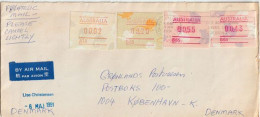 ATM FRAMA DARWIN. Letter From Darwin Sent To Denmark 1991, With Arrival Postmark Denmark (Rare-Scarce) - Automaatzegels [ATM]