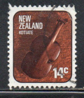 NEW ZEALAND NUOVA ZELANDA 1976 MAORI ARTIFACTS KOTIATE VIOLIN-SHAPED WEAPON 14c USED USATO OBLITERE' - Oblitérés