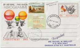 Aerogramme With ATM Frama Stamp Darwin (Posted At Sea) From Hobart, Sent To Darwin 1986. Rare-Scarce - Aerogrammi