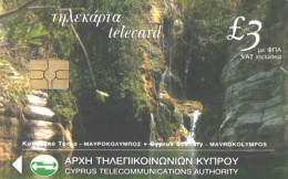 Cyprus:Used Phonecard, Cyprus Telecommunications Authority, 3£, Sunset, Waterfall, 2001 - Paesaggi