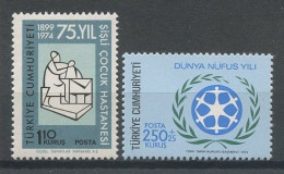 TURQUIE 1974 N° 2095/2096 ** Neufs MNH Superbes C 1.80 € Hôpital De Pédiatrie Sisli Istanbul Médecine Année De La Popul - Neufs