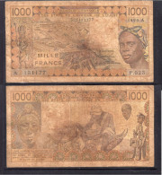 1000 Francs CFA, 1990 A, Côte D'Ivoire, F.023, A 131177, Oberthur, P#_07, Banque Centrale États De L'Afrique De L'Ouest - États D'Afrique De L'Ouest