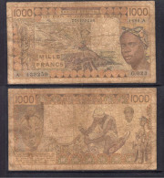 1000 Francs CFA, 1990 A, Côte D'Ivoire, G.023, A 439250, Oberthur, P#_07, Banque Centrale États De L'Afrique De L'Ouest - États D'Afrique De L'Ouest