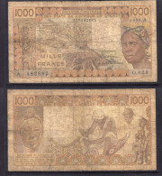 1000 Francs CFA, 1990 A, Côte D'Ivoire, G.023, A 482685, Oberthur, P#_07, Banque Centrale États De L'Afrique De L'Ouest - États D'Afrique De L'Ouest