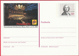 CP - Entier Postal  (Allemagne - RFA) (1987) - Philharmonie De Cologne (Busmann Et Haberer) - Foire Du Timbre (Cologne) - Postkarten - Ungebraucht