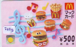 Carte Prépayée Japon * McDonald's JAPON (268b) MacDonald's * McDonald's   JAPAN *  PHONECARD * TELEFONKARTE * - Publicidad