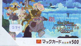 Carte Prépayée Japon * McDonald's JAPON (274) MacDonald's * McDonald's   JAPAN *  PHONECARD * TELEFONKARTE * - Publicidad