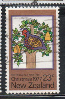 NEW ZEALAND NUOVA ZELANDA 1977 PARTRIDGE IN A PEAR THREE CHRISTMAS NATALE NOEL WEIHNACHTEN NAVIDAD 23c USED USATO OBLIT - Oblitérés