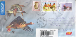 Ducks, Romania, 2003, Registered Aerogramme From Romania To India - Covers & Documents