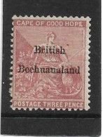 BECHUANALAND 1885 - 1887 3d SG 2 MOUNTED MINT Cat £60 - 1885-1895 Colonie Britannique