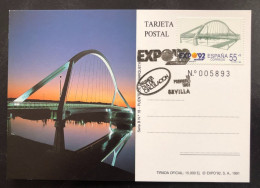 SPAIN, Uncirculated Maximum Card, « EXPO 92 Sevilla », « Puente De La Barqueta », 1991 - Tarjetas Máxima