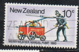 NEW ZEALAND NUOVA ZELANDA 1977 FIRE FIGHTING EQUIPMENT MERRYWEATHER MANUAL PUMP 1860 10c USED USATO OBLITERE' - Gebruikt