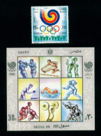 EGYPT / 1988 / SPORT / SUMMER OLYMPIC GAMES ; SEOUL / BOXING / RUNNING BARRIERS / BASKETBALL / TABLE TENNIS / MNH / VF - Neufs