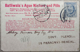 BRITISH INDIA 1909 KED VII 3ps STAMP ON ADVERTISEMENT PUZZLE POSTCARD, MEDICAL, MEDICINE, MALARIA, PLAGUE,FEVERS...RARE - 1902-11 Roi Edouard VII