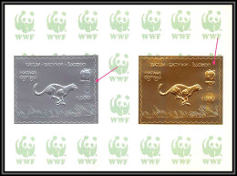 86293 Batum Georgie WWF Guepard Overprint Specimen Bloc OR Gold Stamps Argent Silver ** MNH Local Stamps - Félins