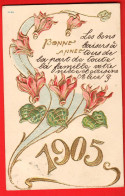ZWN-25  Bonne Année 1905 Art Nouveau Jugendstil.  Litho, Gaufré, Geprägt.  - Neujahr