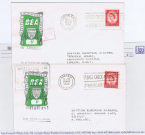 Ireland Airmail 1953 BEA Airway Letter Service London-Belfast-London, Covers Flown Both Legs Each With BEA 8d Stamp - Airmail