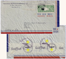 USA To NORWAY - 1941 - Sc.C9 20c Green On German Censored Air Mail Cover From New York City To Oslo - 2c. 1941-1960 Cartas & Documentos