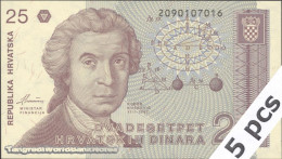 DWN - CROATIA P.19a - 25 Hrvatskih Dinara 1991 UNC - Various Prefixes DEALERS LOT X 5 - Croatie