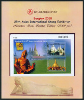 Bangladesh Thaipex 2010 BUDDHA IMPERFORATE Limited Issue S/S Thailand Stamp Exhibition Temple Buddhism Unique Number - Boeddhisme