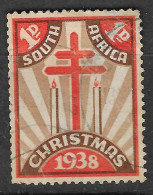 SOUTH AFRICA 1938  CHRISTMAS GREETINGS   VIGNETTE Reklamemarke CINDERELLA Erinnophilie RARE - Erinnofilia