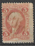 UNITED STATE ÉTATS-UNIS US USA 1862 U.S. Internal Revenue Certificate 5 Cents Stamp Scott # R24c - Erinnofilia