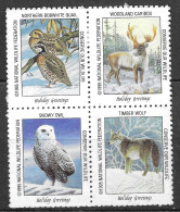 NORTHERN BOBWHITE QUAIL WOODLAND CARIBOU SNOWY OWL TIMBER WOLF WILDLIFE VIGNETTE Reklamemarke CINDERELLA Erinnophilie - Erinnofilia