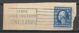 LEARN WHILE YOU EARN JOIN THE U.S.A ARMY US POSTAGE 5 CENTS COVER 1928  - Erinnofilia