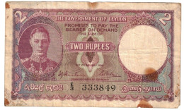 Ceylon 2 Rupees 1941 VG King George - Sri Lanka