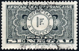 Sénégal Obl. N° Taxe 29 - Pièce De Monnaie Sur Fond Burelé Le 1f Noir - Timbres-taxe