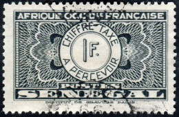 Sénégal Obl. N° Taxe 29 - Pièce De Monnaie Sur Fond Burelé 1f Noir - Poste Aérienne