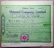 INDIA 1972 ORIENTAL COMPANY LIMITED, Incorporated Under THE MARWAR COMPANIES ORDINANCE 1923...SHARE CERTIFICATE - Industrie