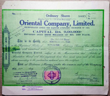 INDIA 1972 ORIENTAL COMPANY LIMITED, Incorporated Under THE MARWAR COMPANIES ORDINANCE 1923...SHARE CERTIFICATE - Industrie