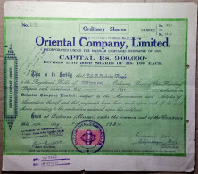 INDIA 1972 ORIENTAL COMPANY LIMITED, Incorporated Under THE MARWAR COMPANIES ORDINANCE 1923...SHARE CERTIFICATE - Industrie